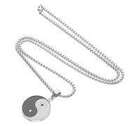 TEHAUX Collier Homme Pendentif Tai Chi en Acier Inoxydable Résistant à L’Eau Amulette Bagua Ronde Noir et Blanc Bijou Feng Shui Spirituel pour Usage Quotidien Présent Amulette