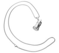 TEHAUX Collier Pendentif Bouteille Flacon de Potion en Acier Titane, Chaîne Perles Carrées, Unisexe, Minimaliste et Polyvalent, Bijou Mode pour Femmes et Hommes, Accessoire Élégant