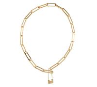 TEHAUX Collier Pendentif Cadenas en Métal Doré Chaîne Vintage Fermoir Épingle Bijou Chic pour Femme Accessoire Élégant pour Soirée et Usage Quotidien