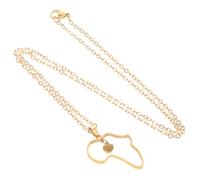 TEHAUX Collier Pendentif Carte Afrique Cœur Chaîne Pull Ajourée Bijou Femme Minimaliste