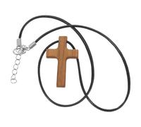 TEHAUX Collier Pendentif Croix en Bois D’Olivier Angle Droit Unisexe Bijou Religieux Hypoallergénique Chaîne Prière pour Homme et Femme Présent Chrétien pour Fêtes et Cérémonies