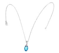 TEHAUX Collier Pendentif en Pierre Précieuse Forme Goutte d'Eau Bleu Ciel Ensemble Chaîne Croix Plaqué 18K sans Nickel ni Plomb Bijou Femme pour Présent Noël Fête ou Mariage
