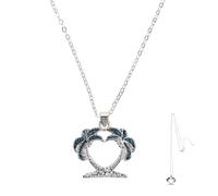 TEHAUX Collier Pendentif Palmier en Résine Bleu Scintillant pour Femme Bijou Tropical Fait Main Accessoire Plage et Océan Collier Hawaïen Décoratif