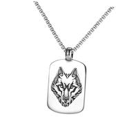 TEHAUX Collier Pendentif Tête de Loup Vintage en Alliage Chaîne Carrée 3X55 CM Bijoux Punk Vikings pour Hommes Collier Loup pour Hommes Adapté aux Occasions Quotidiennes et