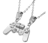 TEHAUX Collier pour en Acier Inoxydable Argenté Pendentif Manette de Chaîne Ajustable Unisexe Bijou d'Amitié Symbolique pour Homme et Femme Présent Relation Amoureux