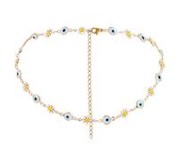 TEHAUX Collier Ras-du-cou Marguerite en Acier Inoxydable, Collier Œil Protecteur pour Femme, Chaîne Courte Légère, Bijou de Protection Élégant pour Cérémonie et Usage Quotidien