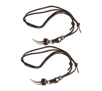 TEHAUX Collier Tribal Homme en Cuir Ajustable avec Pendentif Dent de Loup Style Viking Vintage pour Fête et Voyage, Lot de 2 Cordons Marron