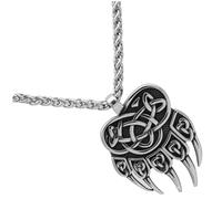 TEHAUX Collier Viking en Acier Inoxydable Double Face Pendentif Griffe d'Ours Nordique pour Homme Bijoux Masculins Vintage Punk Collier Amulette Usage Quotidien et Soirée