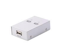 TEHAUX Commutateur USB 2.0 pour Partage D'imprimante Automatique Boîtier Plastique Argenté, Adapté pour Environnement Bureau et Maison, Compatible Scanner Multifonction