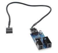 TEHAUX Convertisseur De Concentrateur D’Extension USB 2.0 9 Broches Double pour Carte Mère Pc, Adaptateur Informatique, Prolongateur USB 2 Ports, Usage Informatique Ergonomique, Couleur Noire