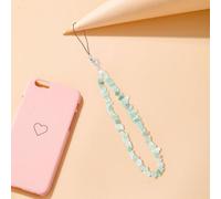 TEHAUX Cordon De Téléphone En Cristal Naturel 2 Pièces Pour Portable Et Appareil Photo, Dragonne Anti-perte Légère En Pierres Précieuses, Accessoires Décoratifs En Corde Solide Vert Menthe Et Violet