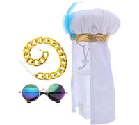 TEHAUX Costume pour Animal de Compagnie Style Arabe avec Foulard et Chaîne Lunettes Tenue Dubai pour Petits Chiens et Chats Confortable et Facile à Porter pour Fêtes et Halloween