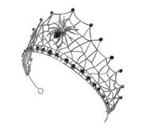 TEHAUX Couronne de Bandeau de Mariée en Alliage Noir Strass Noirs, Coiffe Araignée Baroque pour Mariage, Bal Masqué et Fête Costumée, Accessoire Cheveux Vintage Élégante et Gothique,