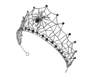 TEHAUX Couronne de Bandeau de Mariée en Alliage Noir Strass Noirs, Coiffe Araignée Baroque pour Mariage, Bal Masqué et Fête Costumée, Accessoire Cheveux Vintage Élégante et Gothique,