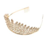 TEHAUX Couronne de Mariée Dorée en Alliage Strass Étincelants, Serrage-tête Léger et Solide pour Accessoires Cheveux Femme, Bijou Tête Mariage Élégant, Coiffure Royale et Reine, pour