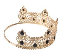 TEHAUX Couronne Royale en Alliage Doré pour Homme, Couronne de Roi Rétro Délicate, Accessoire Cosplay et Bal de Fin D'année, Style Baroque Antique, Léger et Solide, Costume et Fête