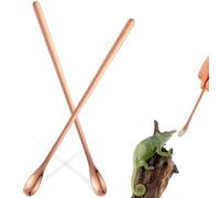 TEHAUX Cuillère à Reptiles en Acier Inoxydable 2 Pièces Réutilisable Confortable pour Nourrir Les Petits Animaux et Reptiles Lors de L'alimentation des Animaux de Compagnie