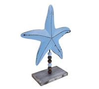 TEHAUX Décoration Étoile de Mer Bois avec Socle Centre de Table Estival pour Étagère Côtière Ornement Méditerranéen Style Plage pour Décor de Cuisine et Présentoir Campagne