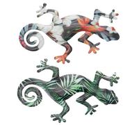 TEHAUX Décoration Murale Métal Gecko Résistant Ornement Suspendu Créatif pour Intérieur et Extérieur Salon Chambre Jardin Set