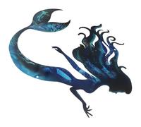 TEHAUX Décoration Murale Sirène en Métal Bleu pour Jardin et Pelouse, Design Élégant Installation Facile, pour Extérieur et Patio