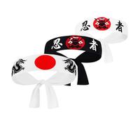 TEHAUX Déguisement Japonerie Homme Bandeau Samouraï en Polyester Confortable, Accessoires Ninja Cosplay Adulte pour Karaté et Sports Quotidiens, Lot de 3 Pièces