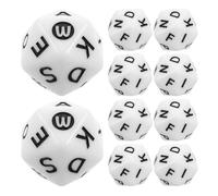 TEHAUX Dés à Mots 40PCS à 20 Faces en Acrylique Blanc pour Jeux de société avec Lettres, Voyage, Camping et soirée, pour Enfants, Construction du vocabulaire