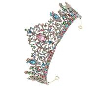 TEHAUX Diadème de Mariée en Alliage avec Strass Multicolores, Diadème Princesse Postiche Élégant pour Bal, Séance Photo et Concours de Beauté, Accessoire Coiffure Chic pour Mariage