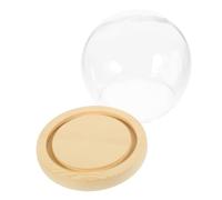 TEHAUX Dôme de Conservation des Fleurs Stabilisées sous Verre avec Socle en Bois Naturel, Cloche Transparente Ronde 18 Cm pour Décoration Intérieure et Présentation de Fleur Élégante