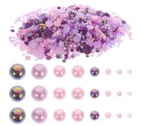 TEHAUX Éléments décoratifs pour ongles en ABS 60G cristaux et demi-billes violet AB breloques 3D pour nail art accessoires décoratifs pour manucure créative