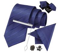 TEHAUX Ensemble Cravate et Pochette pour Homme Chic Épingle de Revers et Pince à Cravate en Polyester Solide, Élégant pour Mariages et Événements Spéciaux