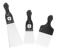 TEHAUX Ensemble de 3 Peignes à Cheveux Afro en Métal Solide pour Coiffure Hommes et Adultes, Outils Coiffure pour Cheveux Bouclés, Épais et Crépus, Accessoires Professionnels pour Salon