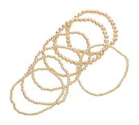 TEHAUX Ensemble de 7 Bracelets Empilables à Perles Dorées Extensibles Style Bohème pour Femme Différentes Tailles Bijoux Délicats pour Présent Demoiselles d'Honneur et Occasions
