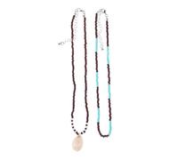 TEHAUX Ensemble de Colliers de Coquillages Pendentif Conque Coloré en Plastique Léger, Accessoires de Vacances D'été pour Femmes, Port Décontracté et Escapade Balnéaire, 2 Pièces