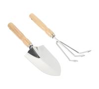 TEHAUX Ensemble D'outils de Jardin à Main pour Petits Végétaux Truelle en Acier Inoxydable et Râteau en Bois, Pratique Jardinage Désherbage