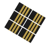 TEHAUX Épaulettes de Pilote Dorées à Trois Barrettes, 6 Pièces en Bande Tissée Résistante, pour Uniformes Aviation, Accessoires Professionnels Adaptés aux Commandants de Bord