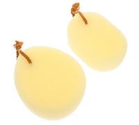TEHAUX Éponge de Bain Exfoliante Jaune 2 Pièces en Éponge Douce Ovale Nettoyage Sanitaire Mousse Riche