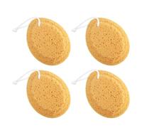 TEHAUX Éponge Exfoliante en Forme Alvéolée 4 Pièces en Éponge D'algues Naturelle pour Bain Garçons, Filles et Adultes