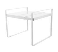 TEHAUX Étagère de Rangement Design Surélevé Extensible et Réglable en Fer Blanc pour Organiser Armoires et Comptoirs Cuisine et Salle de Bain