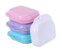 TEHAUX Étui Portable pour Prothèse Dentaire avec Trous D’Aération Lot de 4 Boîtes Compactes en Plastique Robuste Couleurs Pastel Rose Clair Bleu Clair Blanc pour Transport et Rangement