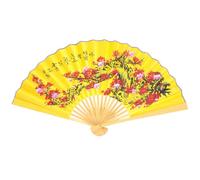 TEHAUX Éventail Décoratif Chinois Pliant en Bambou et Papier pour Mariage | Motif Fleur de Prunier, Couleurs Vives et Style Vintage Noble, pour Murs Intérieurs et Séances Photo