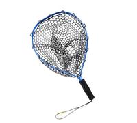 TEHAUX Filet de Pêche à Main en Alliage D'aluminium Fond Plat Bleu | Caoutchouc Protecteur, Léger et Solide, Fixation par Cordon, pour Marche en Eau Peu Profonde et Bateau