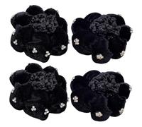 TEHAUX Filets à Cheveux pour Chignons Femme 4 Pcs Noir Velours Orné de Strass Taille Unique Ballet Infirmière Cérémonie Bureau