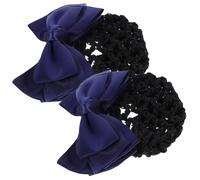TEHAUX Filets à Cheveux Pour Femmes Nœud Décoratif Lot De 2 Taille Unique Accessoires Chignons Pour Infirmières Et Employées De Banque Usage Professionnel Bleu