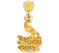 TEHAUX Flacon de Parfum Vide Rechargeable Vintage en Métal et Verre 4 ML | Contrôle de L’évaporation, Étanchéité, Motif Paon, Élégant sur Coiffeuse, Pratique en Voyage