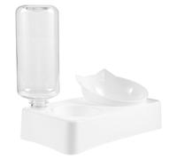 TEHAUX Gamelle Double en PP et Hips Protection du Cou pour Animaux Bol Résistant au Renversement Couleur Blanc pour Animaux Placée Un Coin