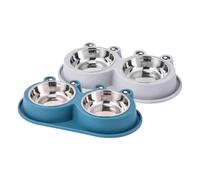 TEHAUX Gamelles en Acier Inoxydable, Lot de 2 Bols pour Chiens et Chats avec Fond Antidérapant, Forme Grenouille, Anti-Fourmis, Adaptées pour Animaux en Plein Air