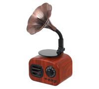 TEHAUX Haut-Parleur sans Fil Rétro Style Phonographe Mini Enceinte Connectée Rechargeable Bois Verni avec Grain Naturel Stéréo Portable pour Maison et Extérieur