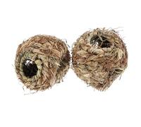 TEHAUX Jouets à Broyer pour Perroquets 2pcs Boules de Tissage en Paille Naturelle Marron pour Petits Animaux comme Lapins et Hamsters, pour Jouer et Tirer