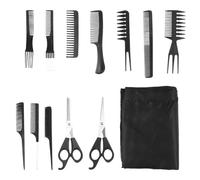TEHAUX Kit Coiffure Professionnel 13 Pièces pour Homme Ciseaux Inox, Peignes Barbier, Brosse et Tablier Noir - Outil de Coupe Cheveux Salon et Entretien Barbe à Domicile