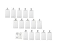 TEHAUX Kit de 16 Pièces de Pochettes de Voyage pour Cosmétiques Bouteilles de 100 Ml en PET Transparent Étanches Étiquettes Adhésives Imperméables pour Shampoing Lotion et Gel